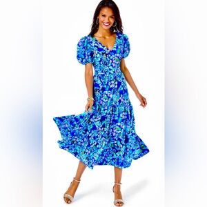 Lilly Pulitzer NWT Grace Tiered Midi Dress Twilight Tropics Size 10,14